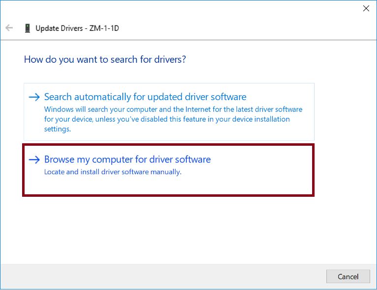 Windows 10 driver installation