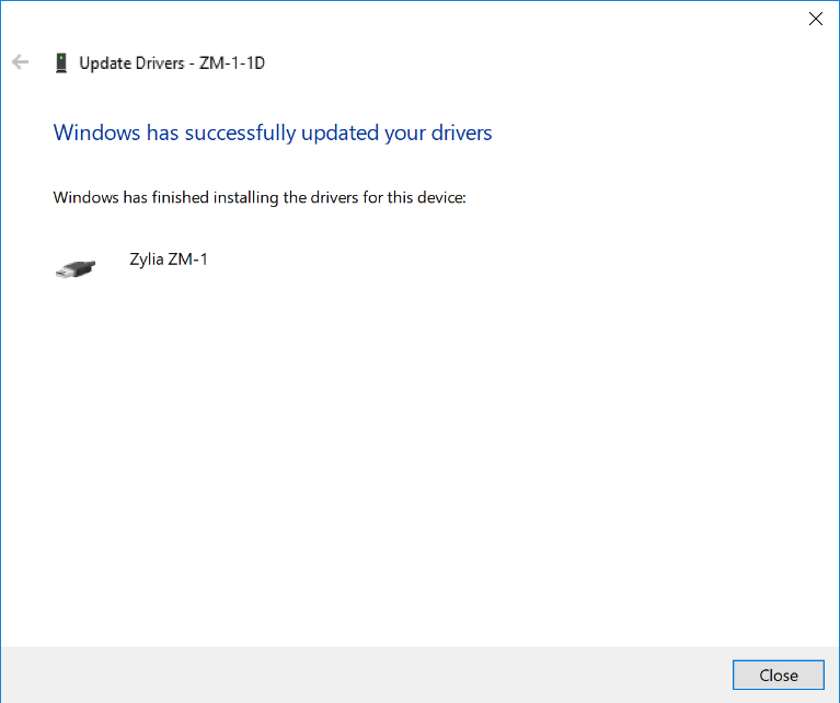 Windows 10 driver installation finish